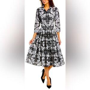 Samantha Sung Elegant Black and White Dress, Size 10